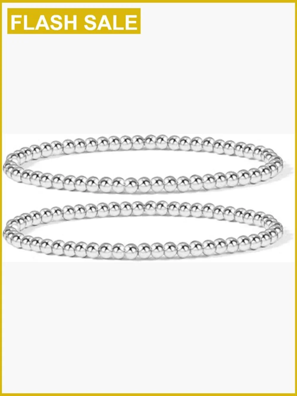 14K Gold Plated Beaded Stretch Bracelet - Elastic Ball Bracelet for Women